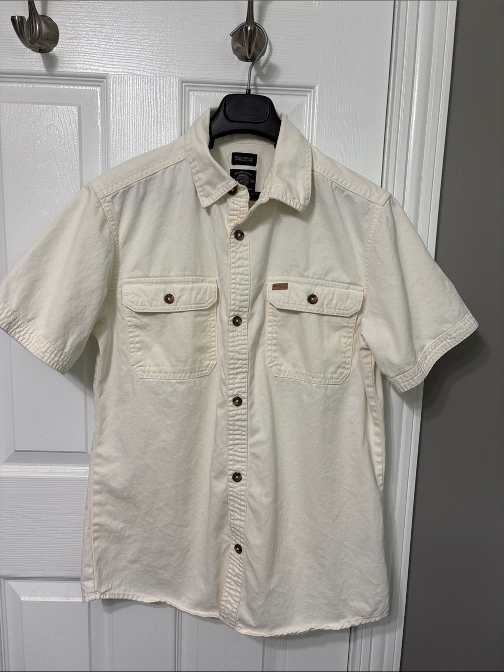 Buffalo David Bitton Ivory Short Sleeve Button-Down Shirt